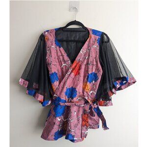 Handmade Mesh waterfall sleeve surplice wrap